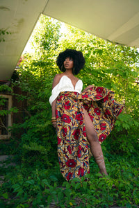 The Hibiscus Floral Wrap Maxi Skirt